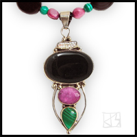 ruby malachite onyx pearl pendant beaded necklace
