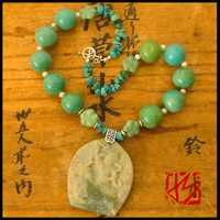hindu goddess turquoise carved necklace