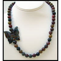 carved butterfly asymmetrical jasper necklace