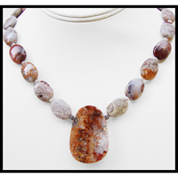 rare vintage stock rosetta agate pendant beads necklace