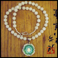 rare aquamarine in quartz white jade necklace