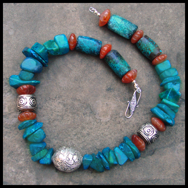 PARROT WING  TURQUOISE TIBET SILVER NECKLACE